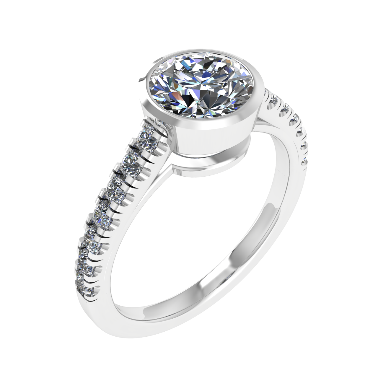 ACCENTED PAVE 7.00mm ROUND ENGAGEMENT RING
